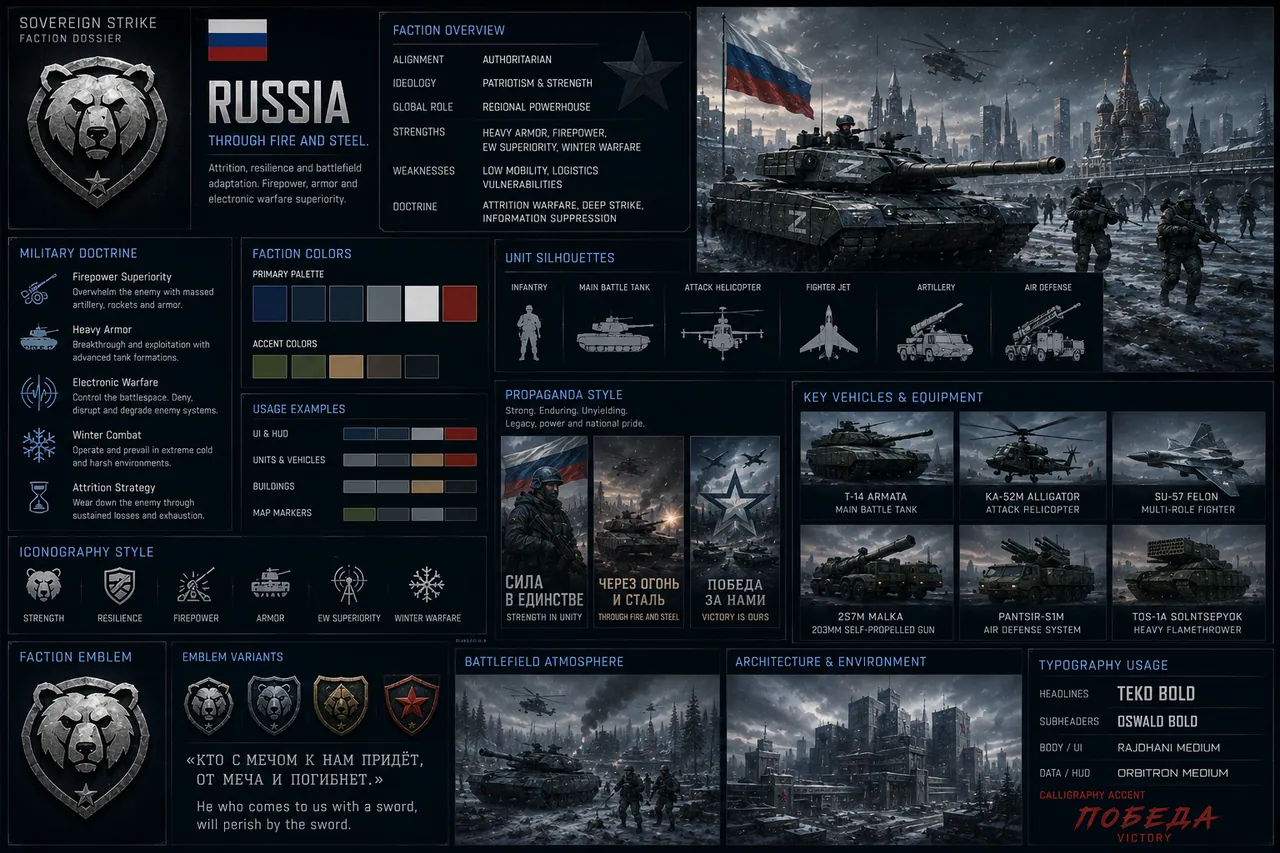Russia faction dossier — overview, doctrine, vehicles, propaganda, iconography, atmosphere